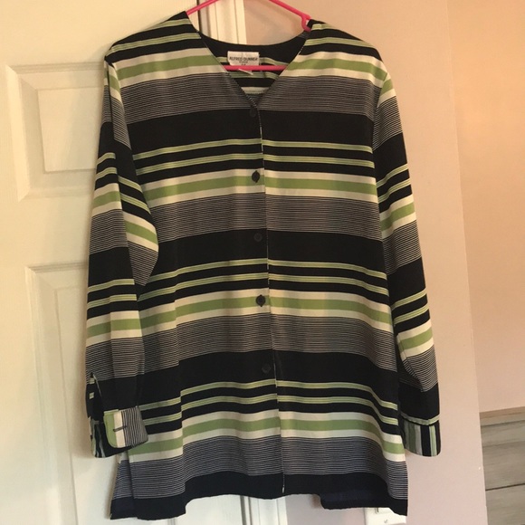 Alfred Dunner Striped Button Blouse